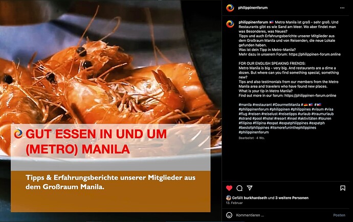 Philippinenforum Instagram Essen in und um Manila