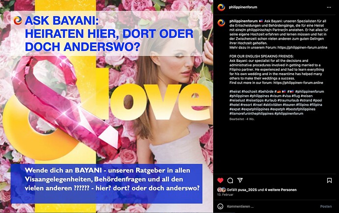 Philippinenforum Instagram Ask Bayani Heiraten Hochzeit