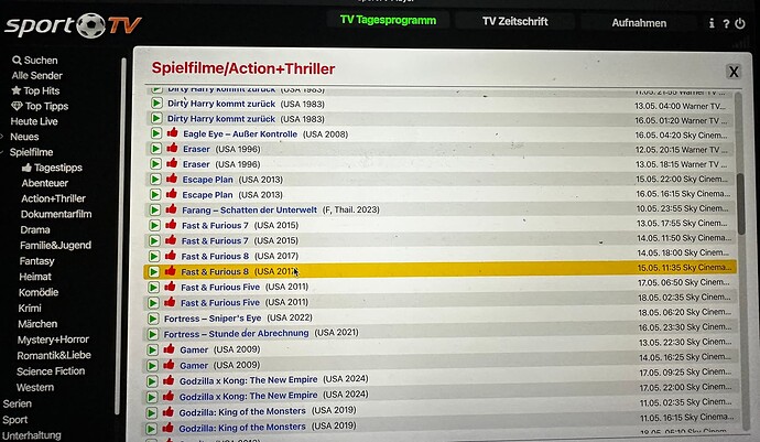 hier die lange Spielfilm-Liste