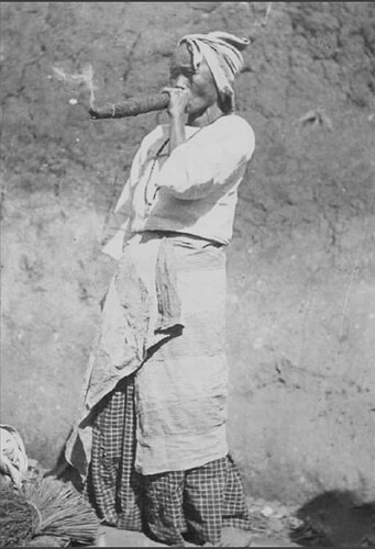 Smoking old woman